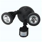 LK2061C-PIR Black Twin Head Exterior Wall Light